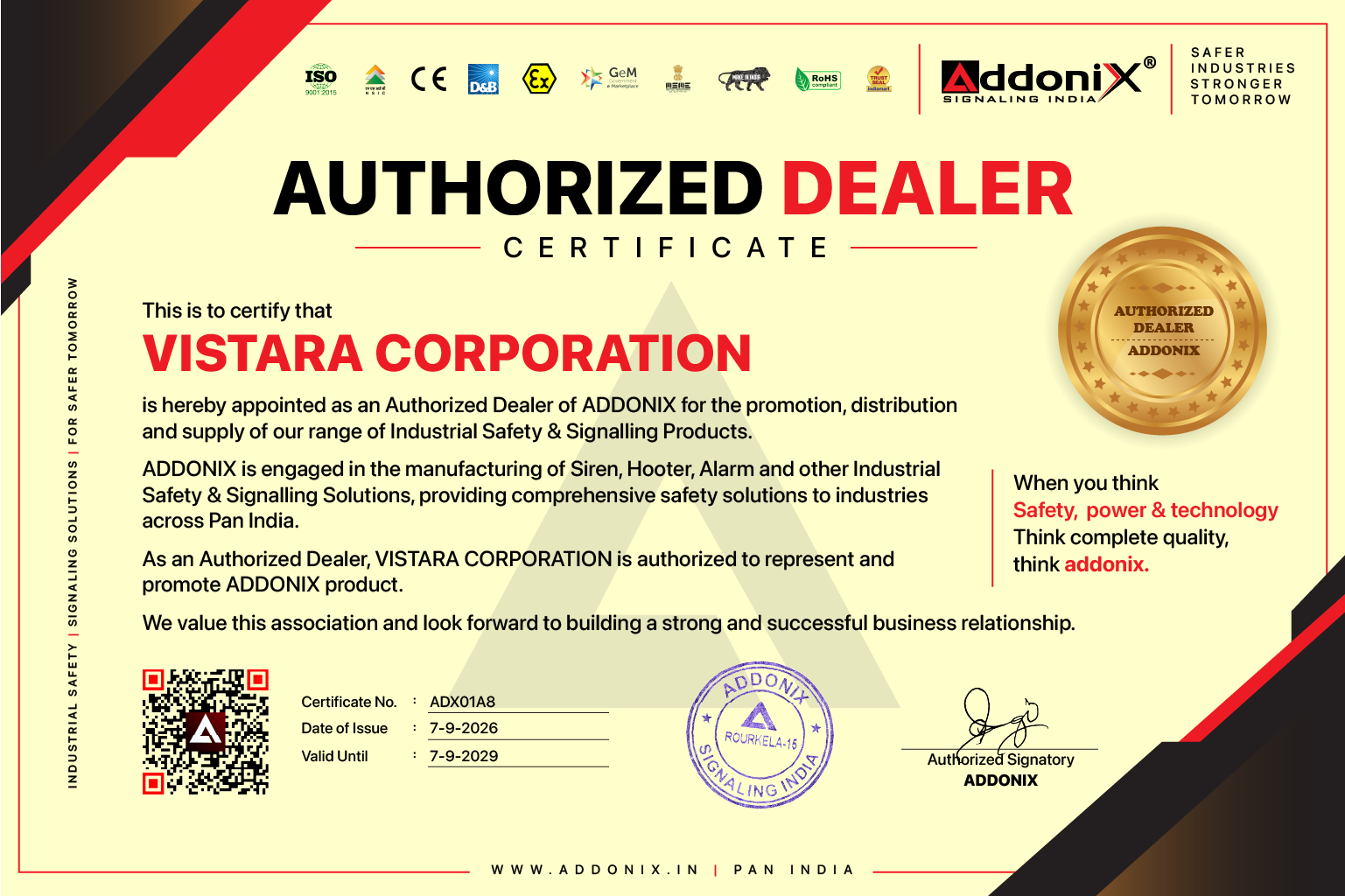 Official Dealership Certificate Preview